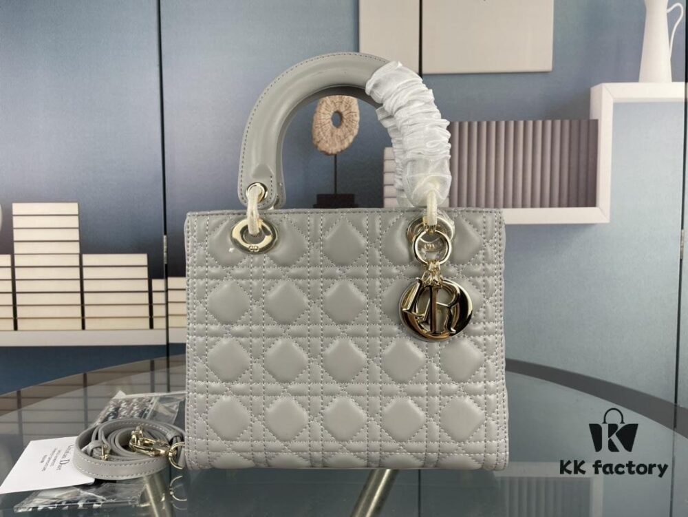 Large Lady Dior Bag with Silk Scarf, Quilted Cannage Pattern, Five-Compartment Design