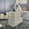 Large Lady Dior Bag with Silk Scarf, Quilted Cannage Pattern, Five-Compartment Design