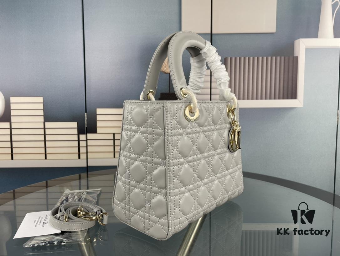 Large Lady Dior Bag with Silk Scarf, Quilted Cannage Pattern, Five-Compartment Design