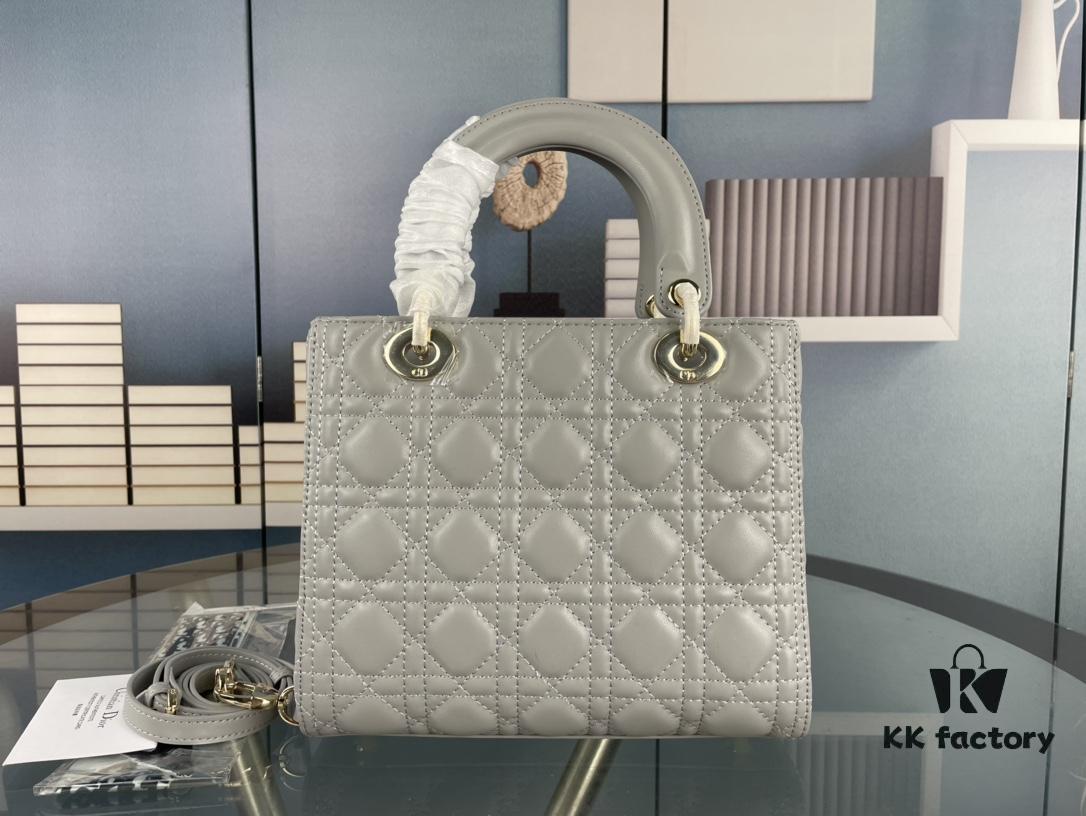 Large Lady Dior Bag with Silk Scarf, Quilted Cannage Pattern, Five-Compartment Design