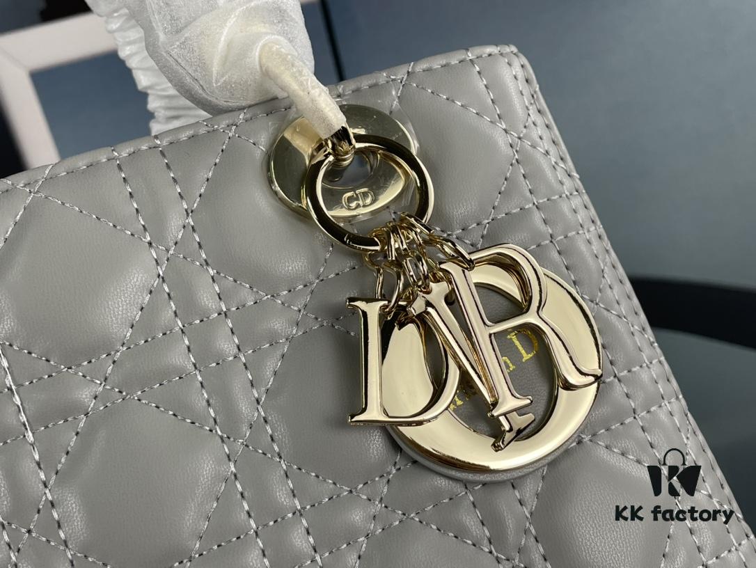 Large Lady Dior Bag with Silk Scarf, Quilted Cannage Pattern, Five-Compartment Design