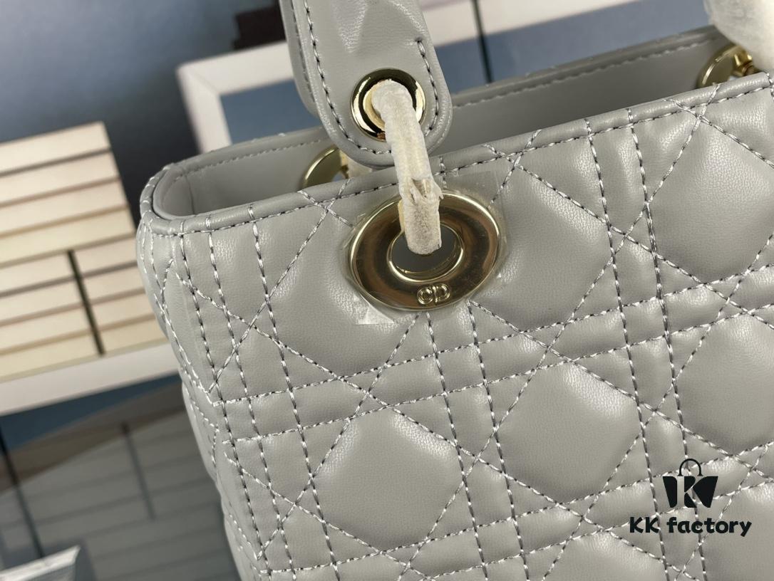 Large Lady Dior Bag with Silk Scarf, Quilted Cannage Pattern, Five-Compartment Design