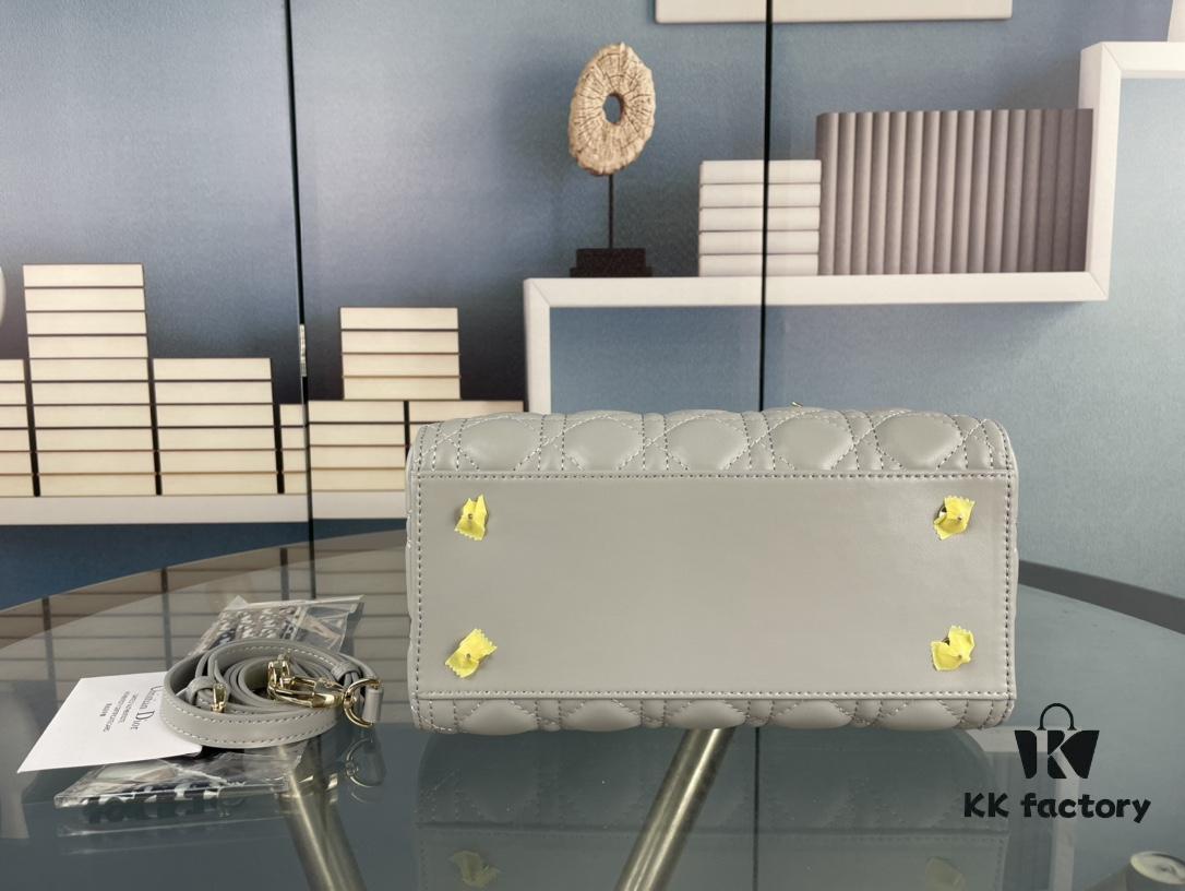 Large Lady Dior Bag with Silk Scarf, Quilted Cannage Pattern, Five-Compartment Design