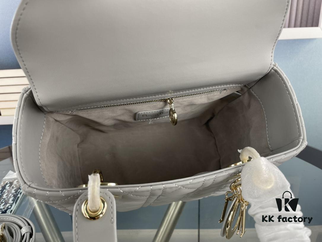 Large Lady Dior Bag with Silk Scarf, Quilted Cannage Pattern, Five-Compartment Design