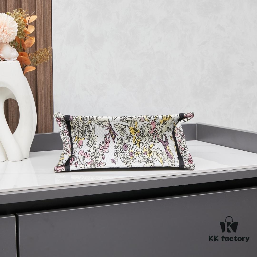 Book Tote Bag (Small Size, 26.5 cm) Embroidered with Reverse Toile de Jouy