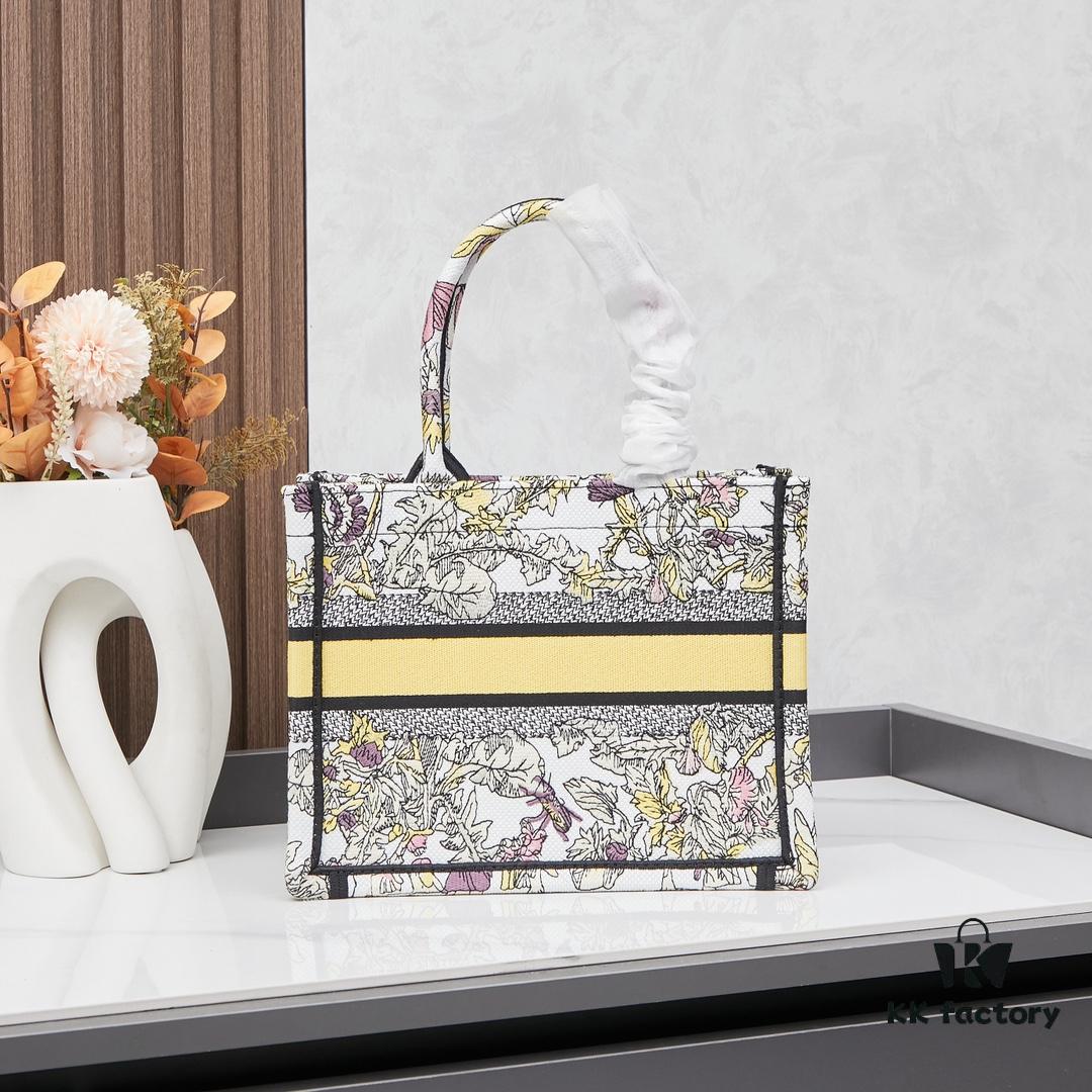 Book Tote Bag (Small Size, 26.5 cm) Embroidered with Reverse Toile de Jouy