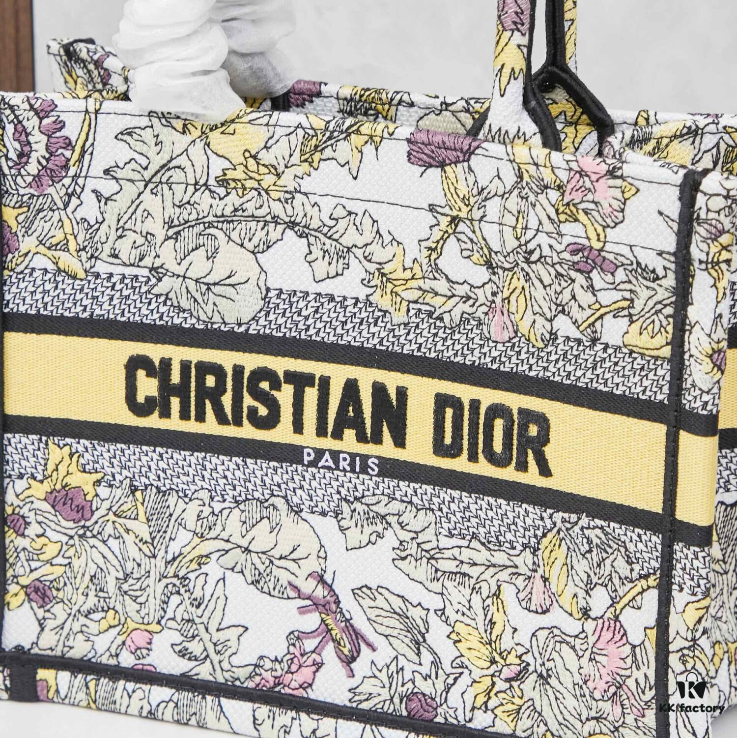 Book Tote Bag (Small Size, 26.5 cm) Embroidered with Reverse Toile de Jouy