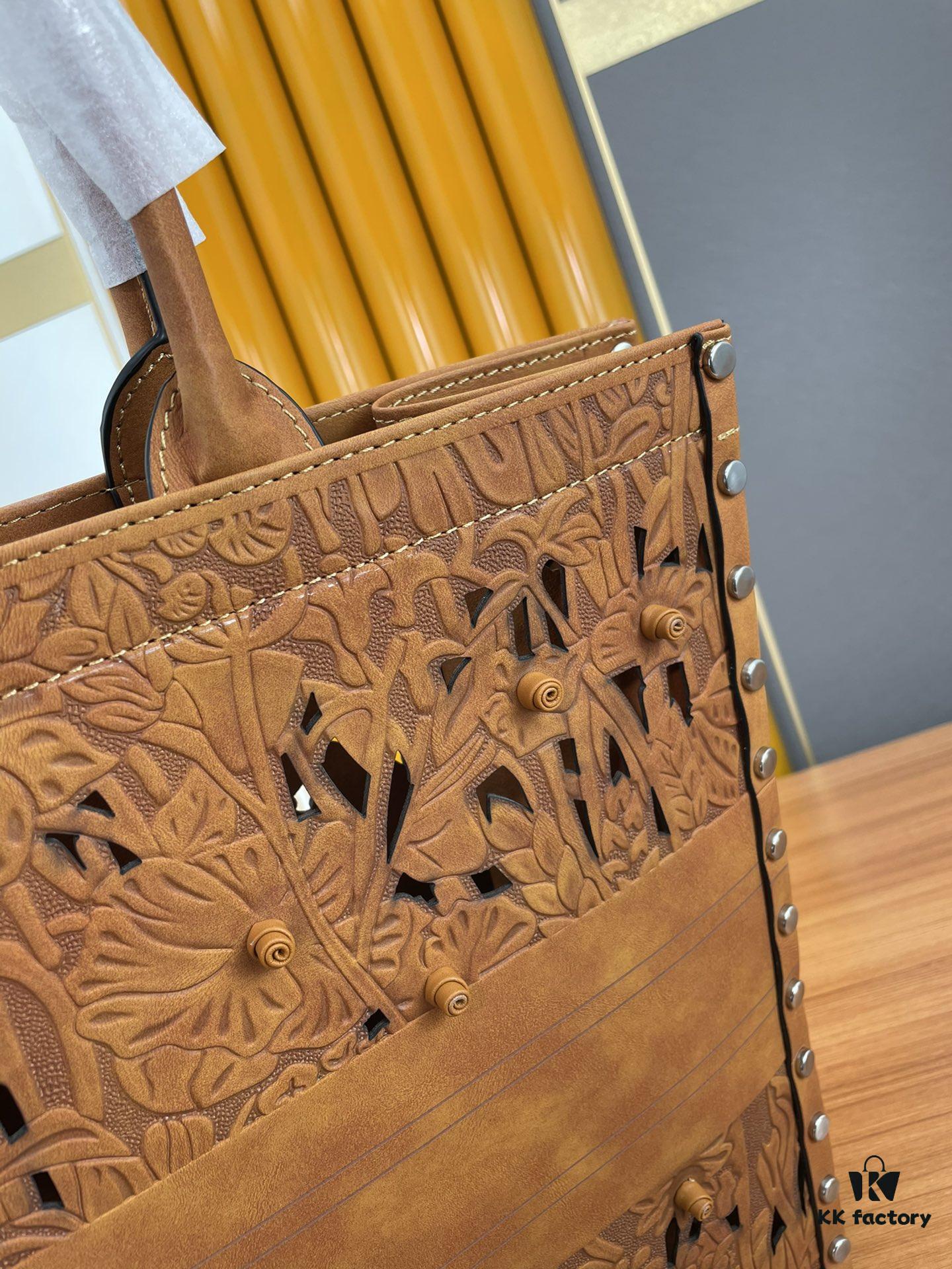 Large and Medium Size | Handcrafted Leather Carved Artistic Dior Early Spring New Arrival Tote Shoulder Bag