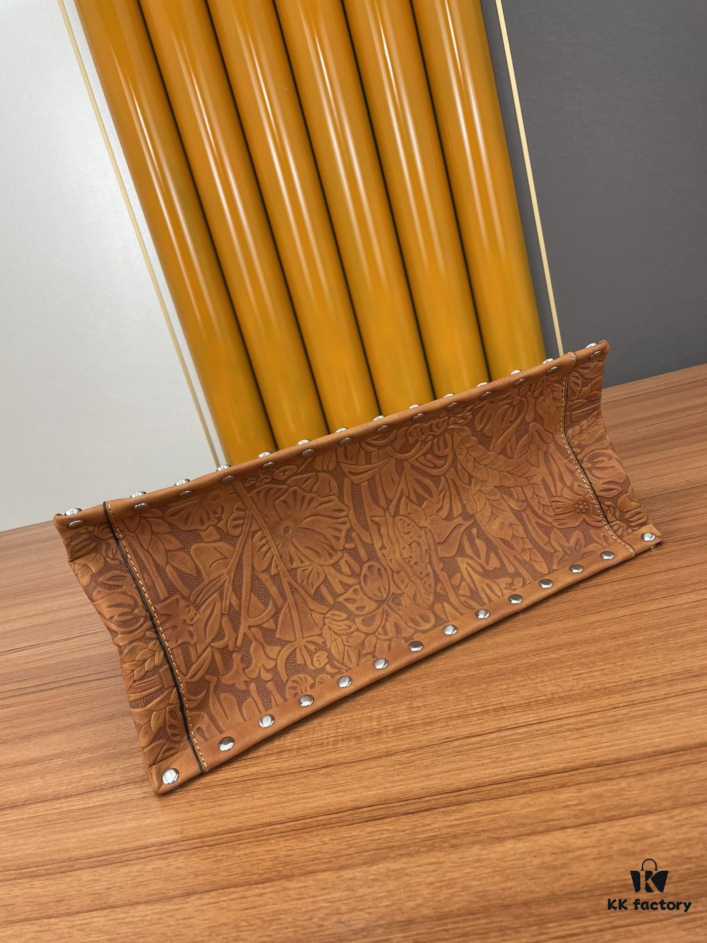 Large and Medium Size | Handcrafted Leather Carved Artistic Dior Spring Collection Tote Shoulder Bag