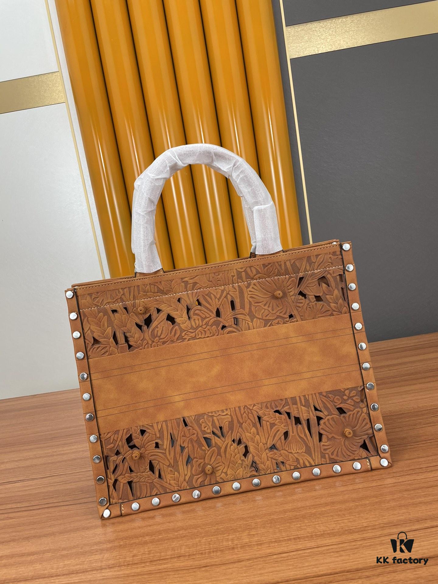 Large and Medium Size | Handcrafted Leather Carved Artistic Dior Spring Collection Tote Shoulder Bag