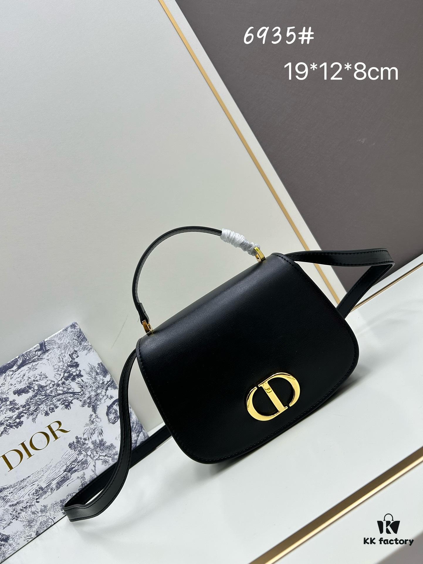 30 Montaigne Avenue Top Handle Bag (with Box) - Midsize Black Calfskin Handbag from Dior's Winter 2024 Ready-to-Wear Collection