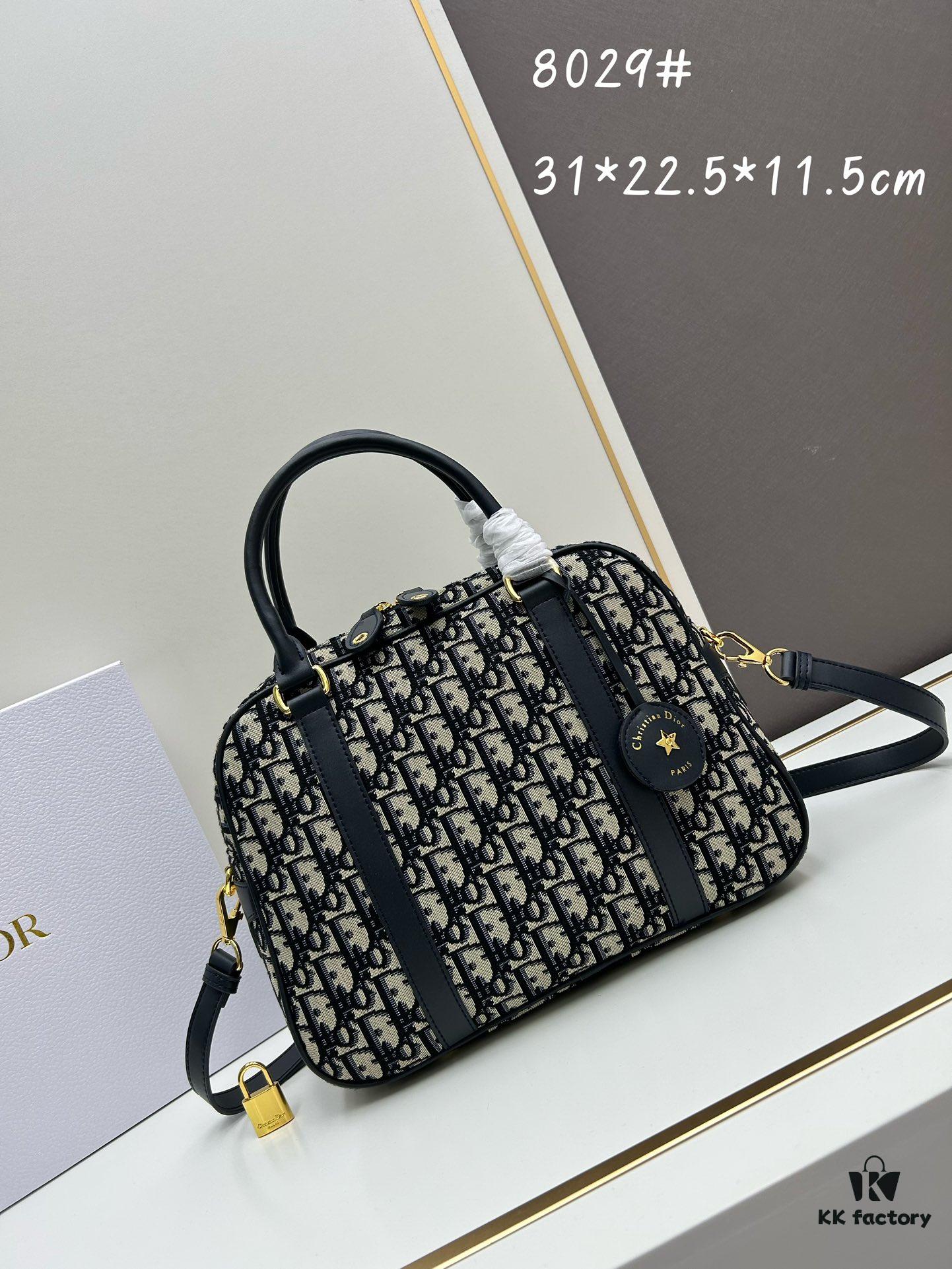 Large D-Vibe Bowling Bag in Blue Oblique Print