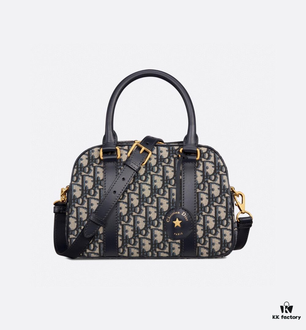 Small D-Vibe Bowling Bag in Blue Oblique Print