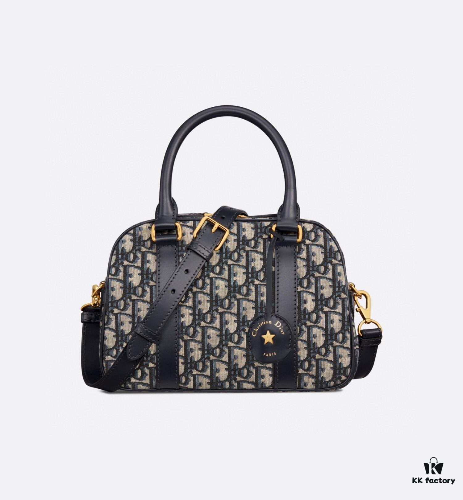 Small D-Vibe Bowling Bag in Blue Oblique Print