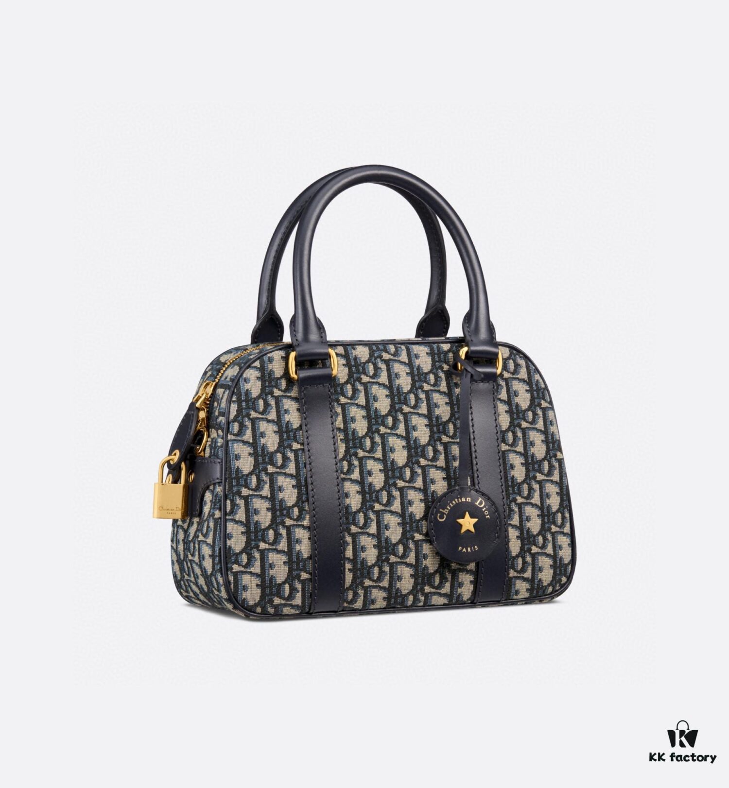 Small D-Vibe Bowling Bag in Blue Oblique Print