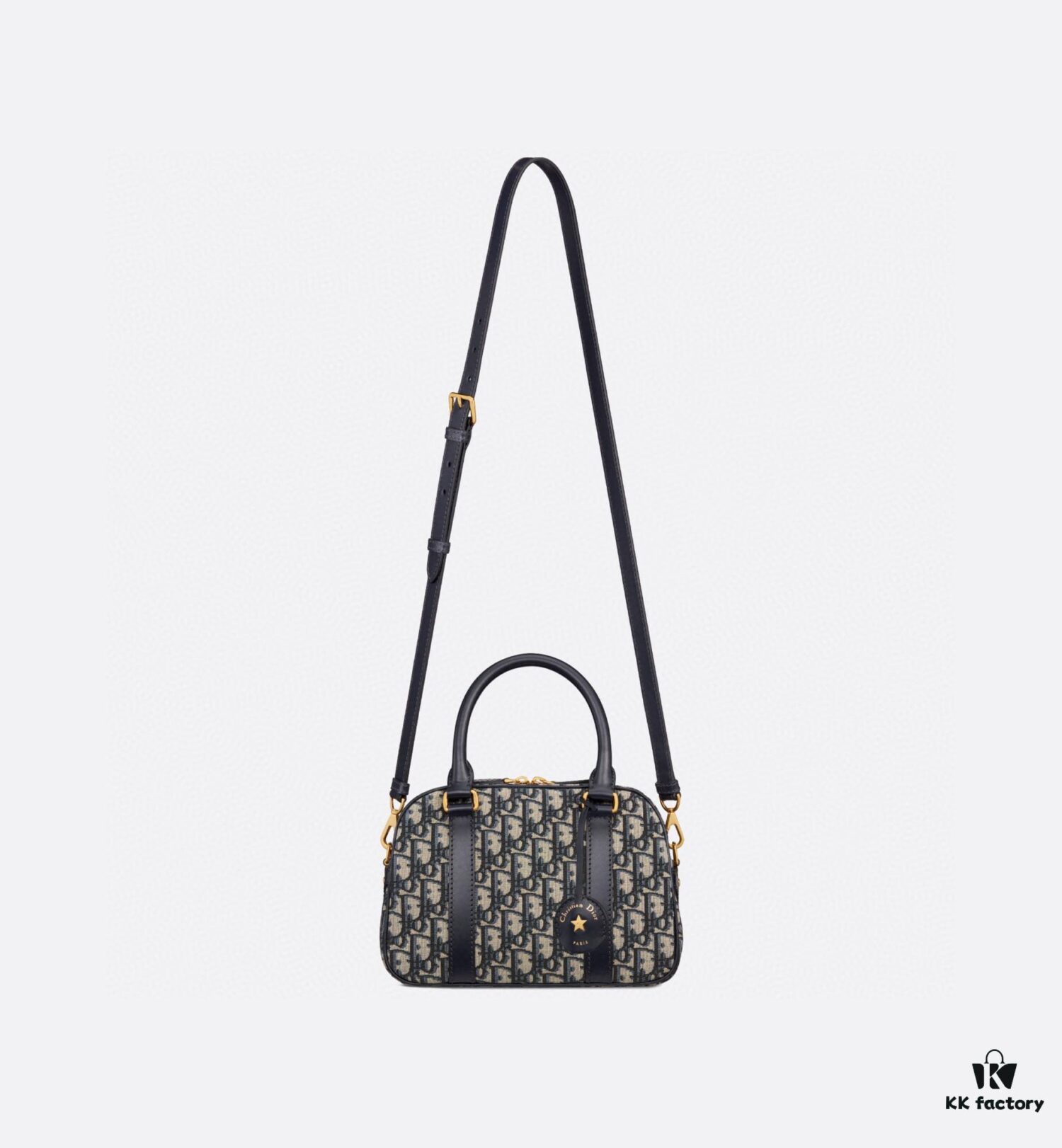 Small D-Vibe Bowling Bag in Blue Oblique Print