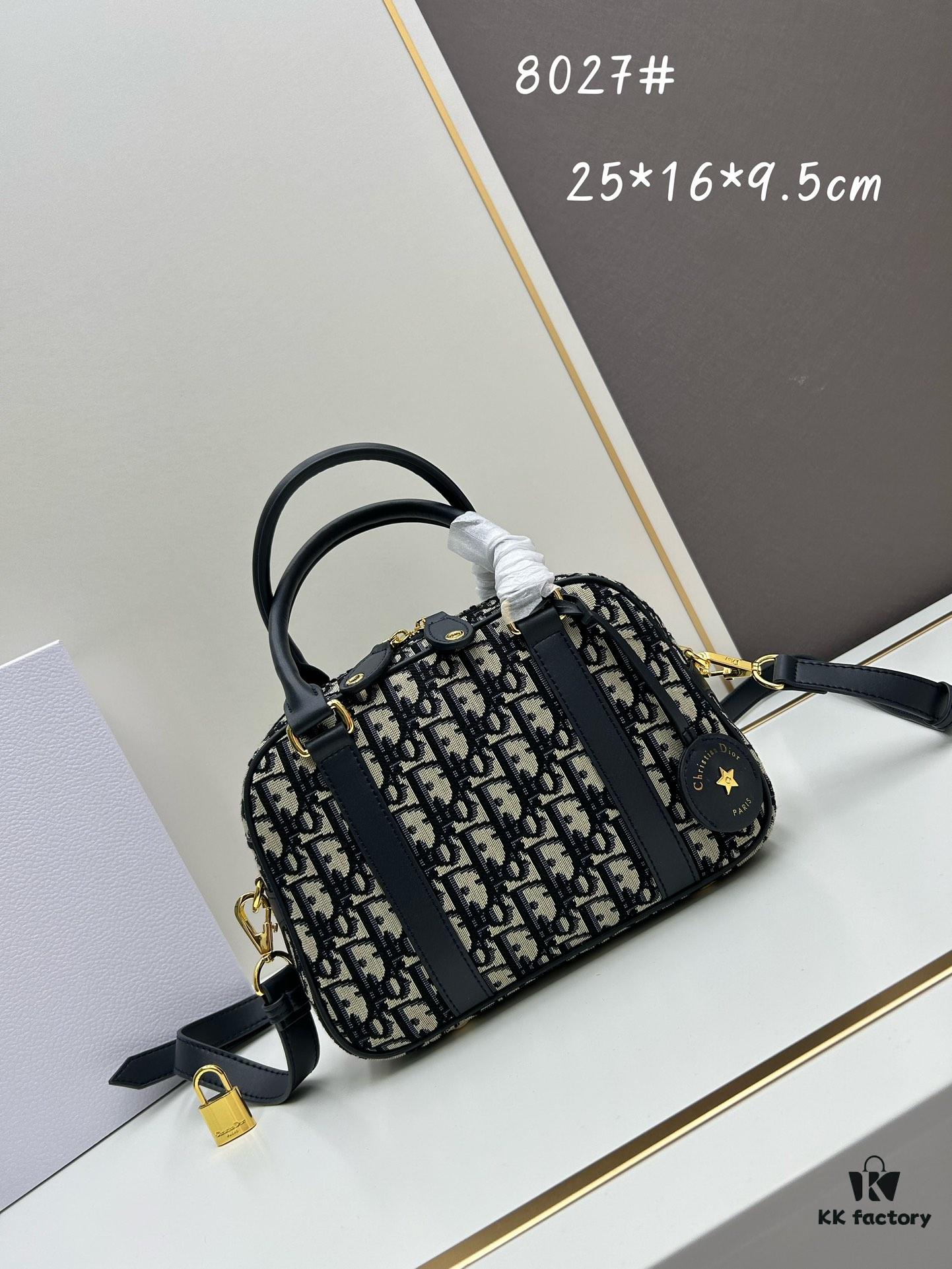 Small D-Vibe Bowling Bag in Blue Oblique Print