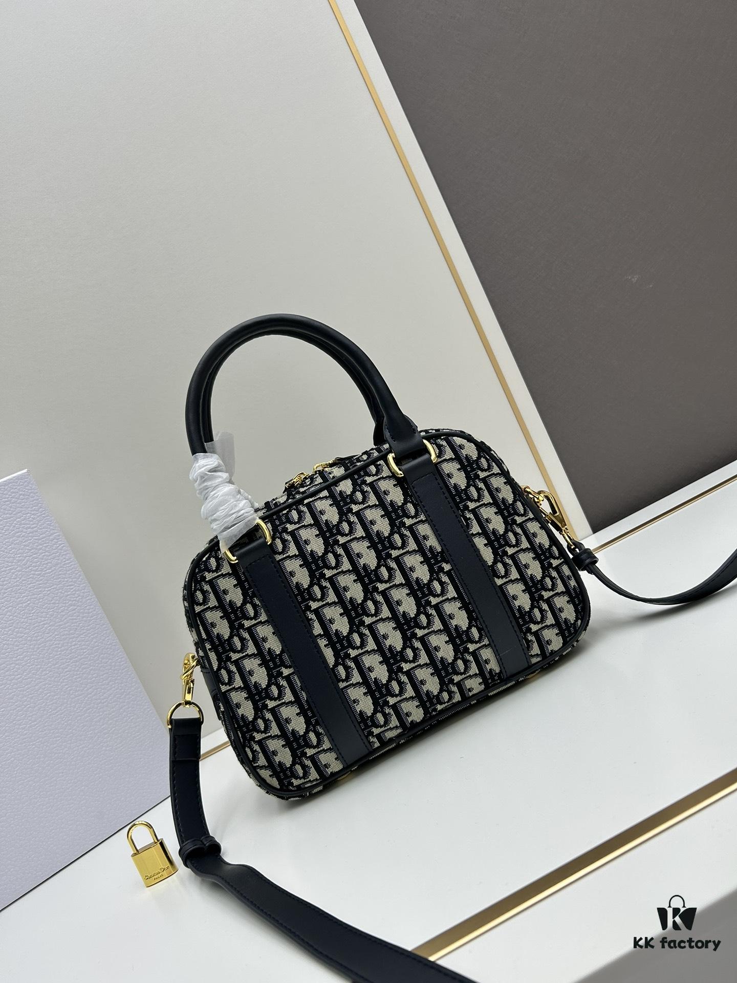 Small D-Vibe Bowling Bag in Blue Oblique Print