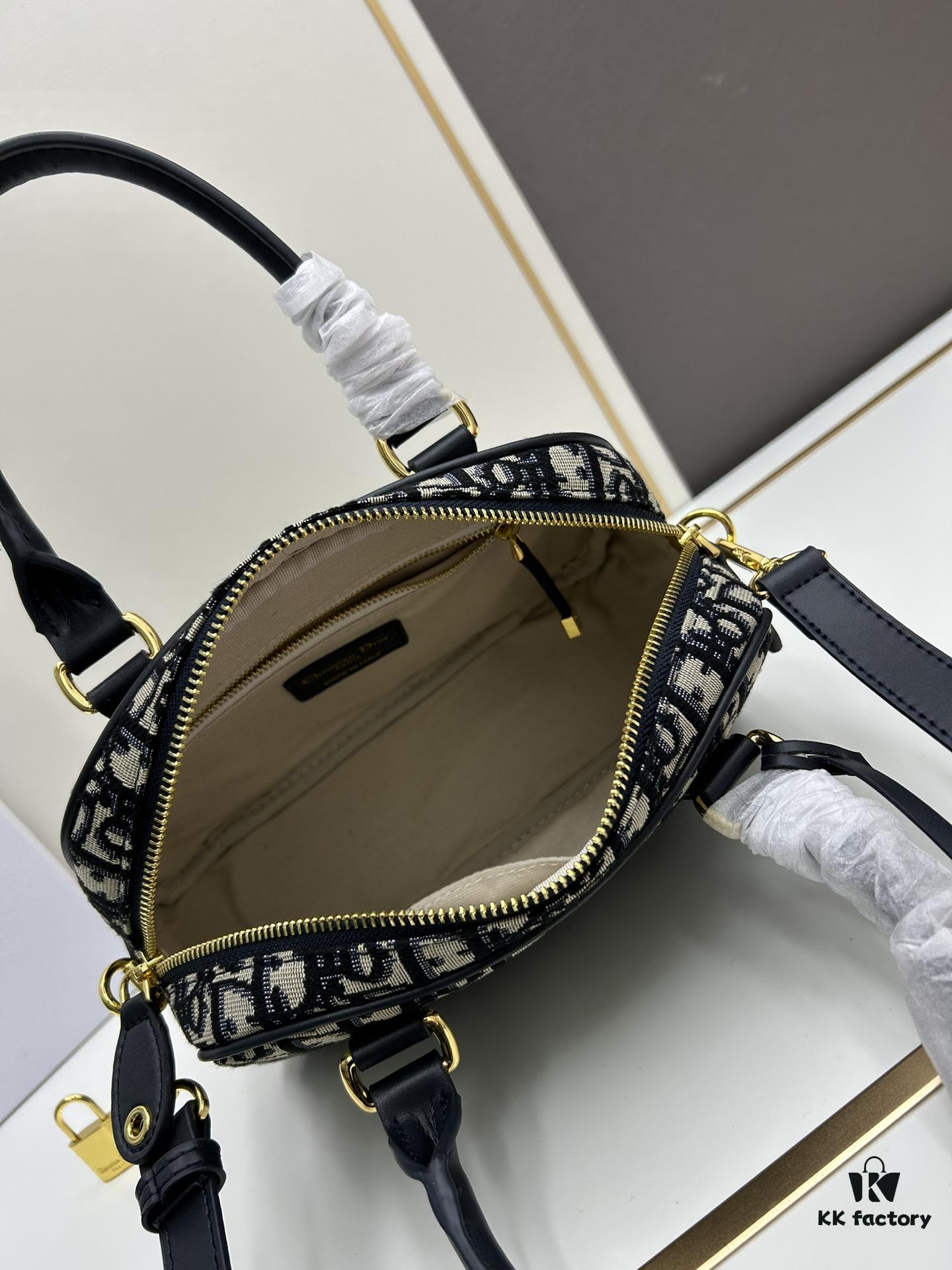 Small D-Vibe Bowling Bag in Blue Oblique Print