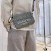 Dior Gray Camera-Grained Calfskin Messenger Bag | Safari Style | Compact Design with Detachable Strap