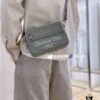 Dior Gray Camera-Grained Calfskin Messenger Bag | Safari Style | Compact Design with Detachable Strap