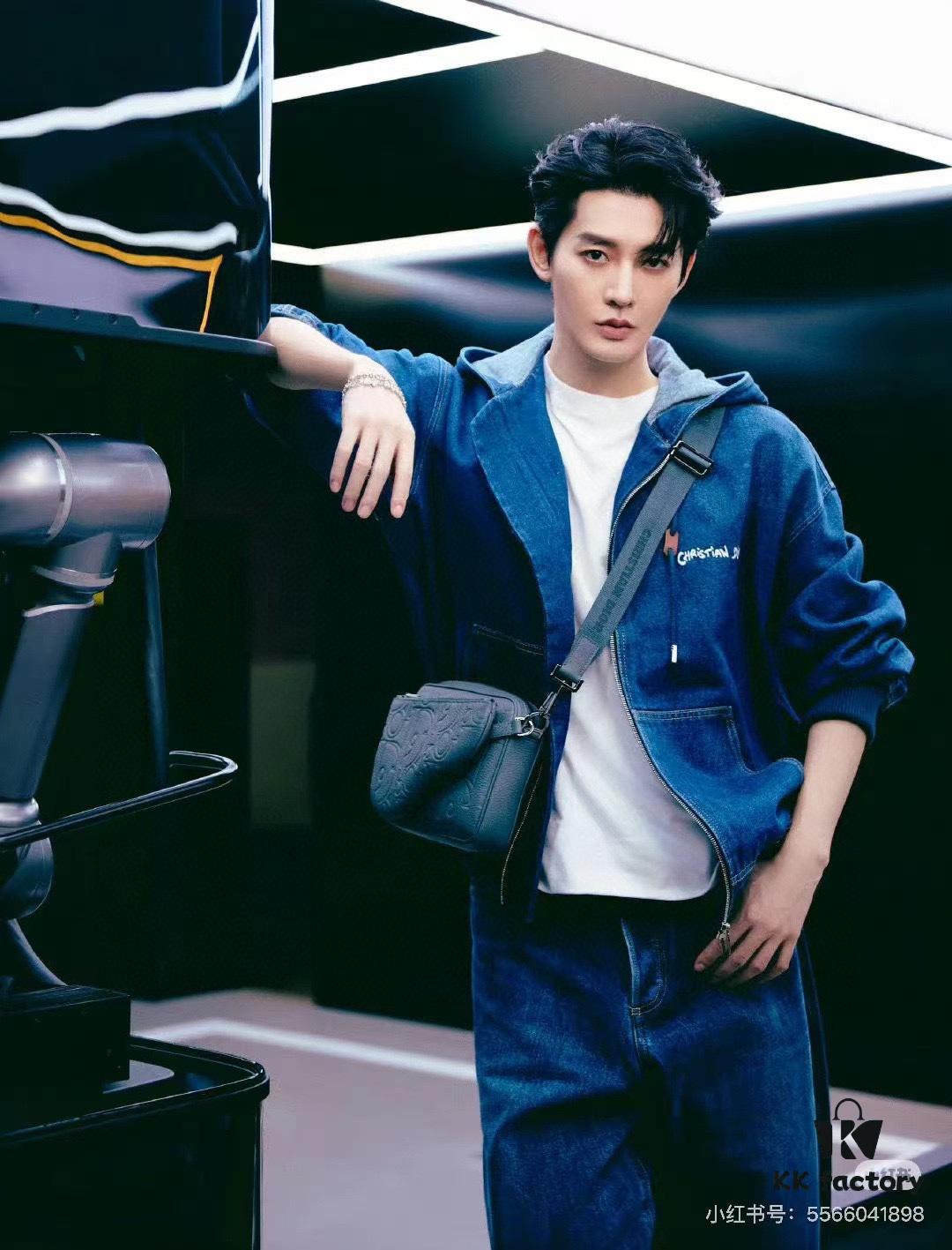 Saddle Three-Piece Bag Set in Black Oblique Embossed Fabric