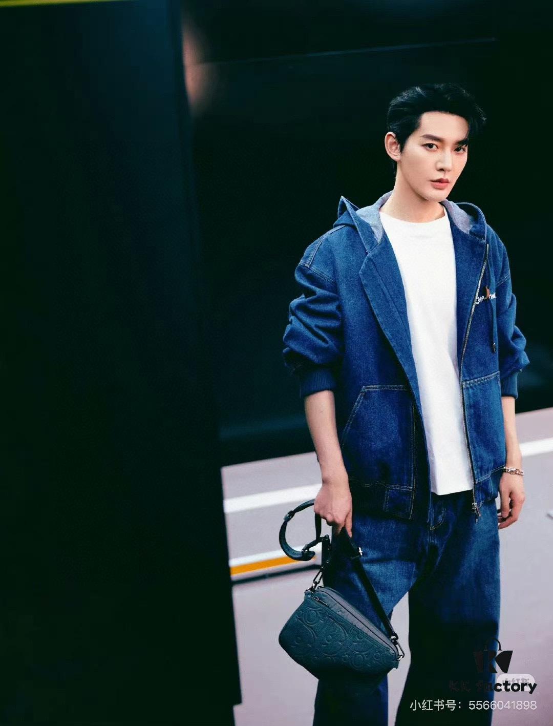 Saddle Three-Piece Bag Set in Black Oblique Embossed Fabric