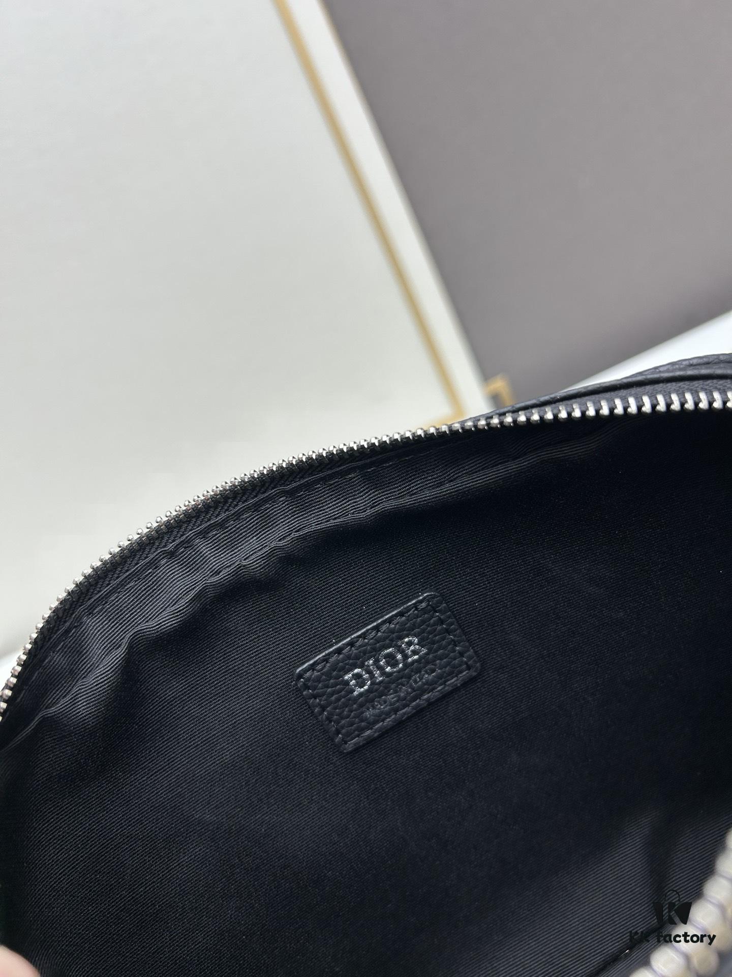 Saddle Three-Piece Bag Set in Black Oblique Embossed Fabric