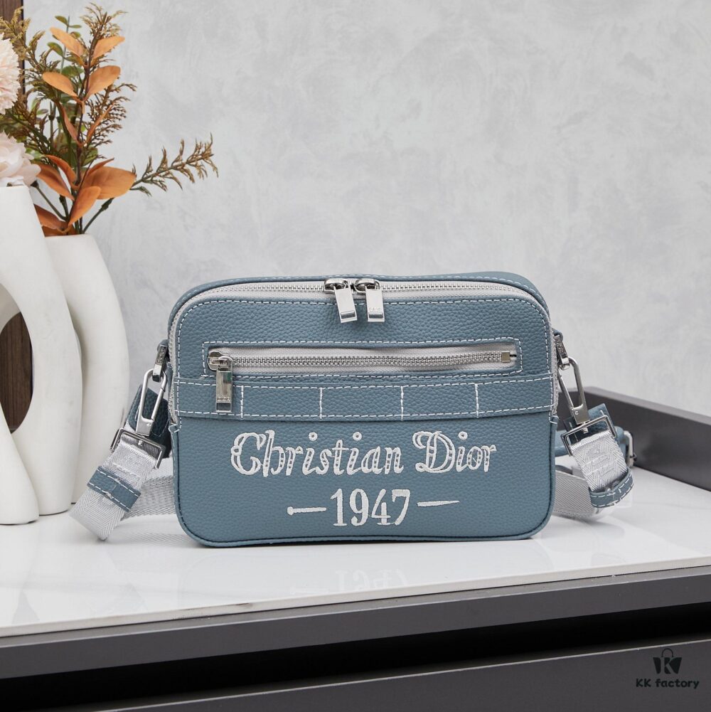 Dior Gray Camera-Grained Calfskin Messenger Bag | Safari Style | Ready Stock
