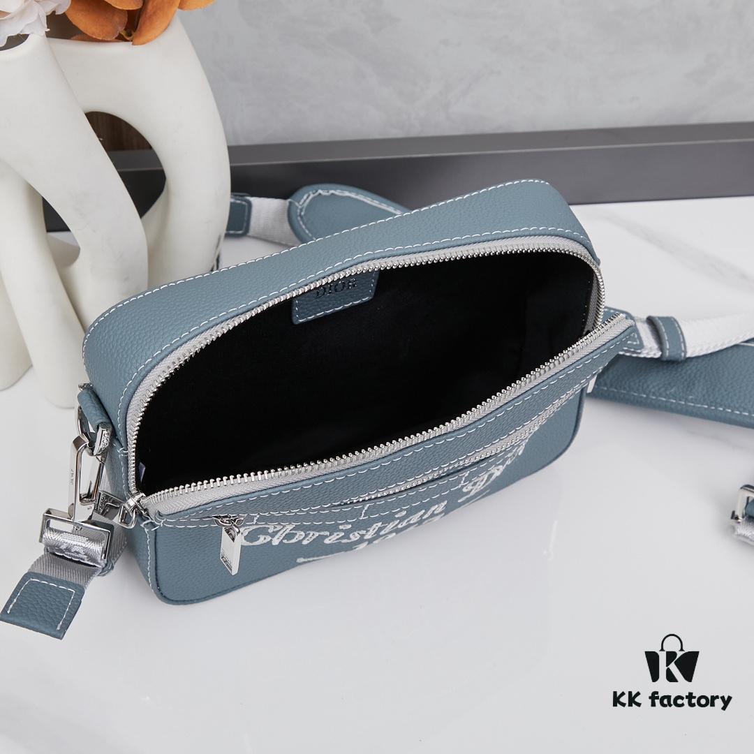 Dior Gray Camera-Grained Calfskin Messenger Bag | Safari Style | Ready Stock