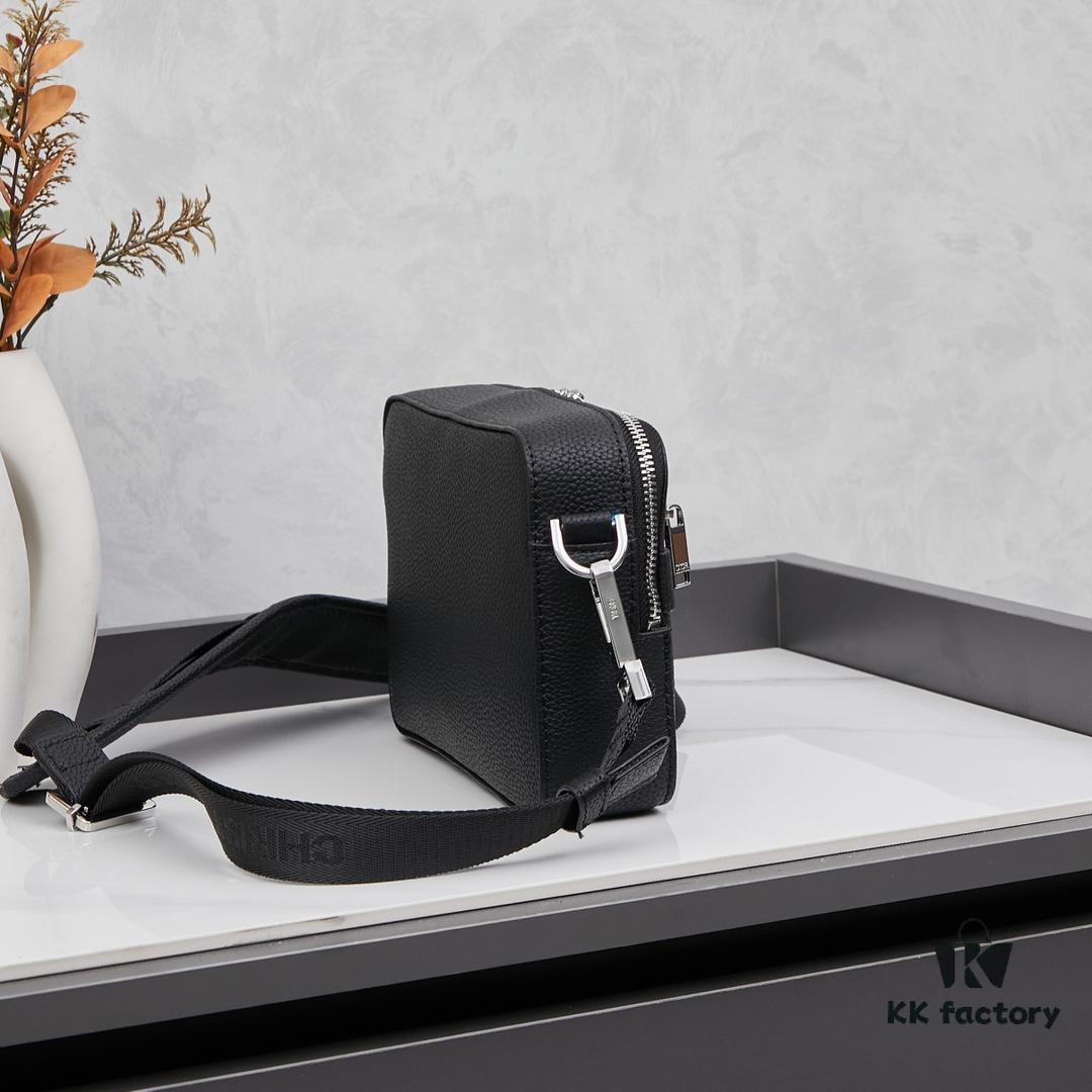 Dior Gray Camera-Grained Calfskin Messenger Bag | Safari Style | Compact Design with Detachable Strap