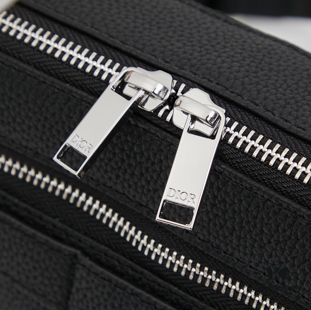 Dior Gray Camera-Grained Calfskin Messenger Bag | Safari Style | Compact Design with Detachable Strap