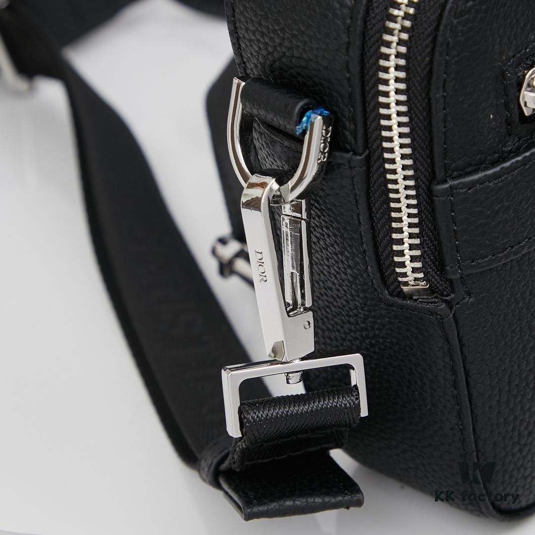 Dior Gray Camera-Grained Calfskin Messenger Bag | Safari Style | Compact Design with Detachable Strap