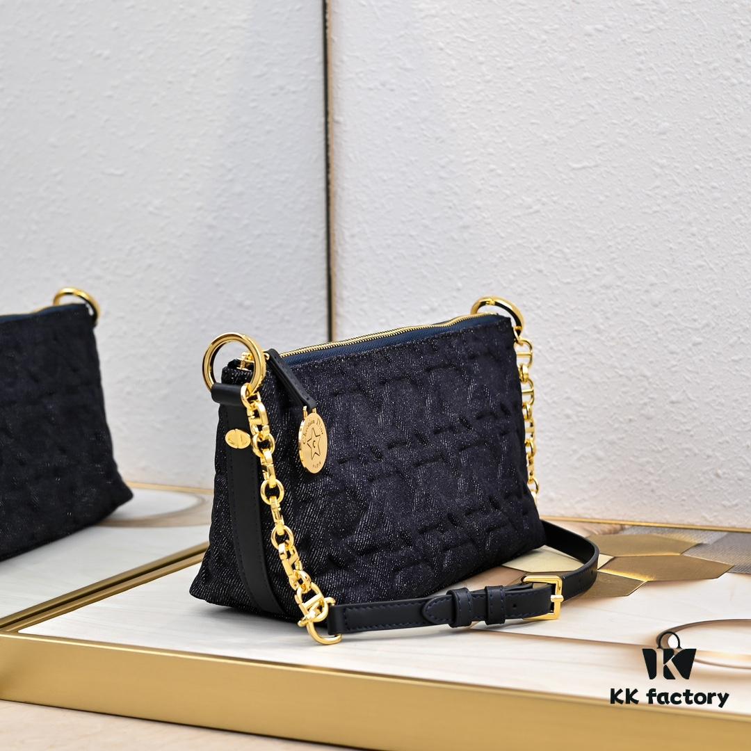 Embossed Diorstar Hobo Chain Bag