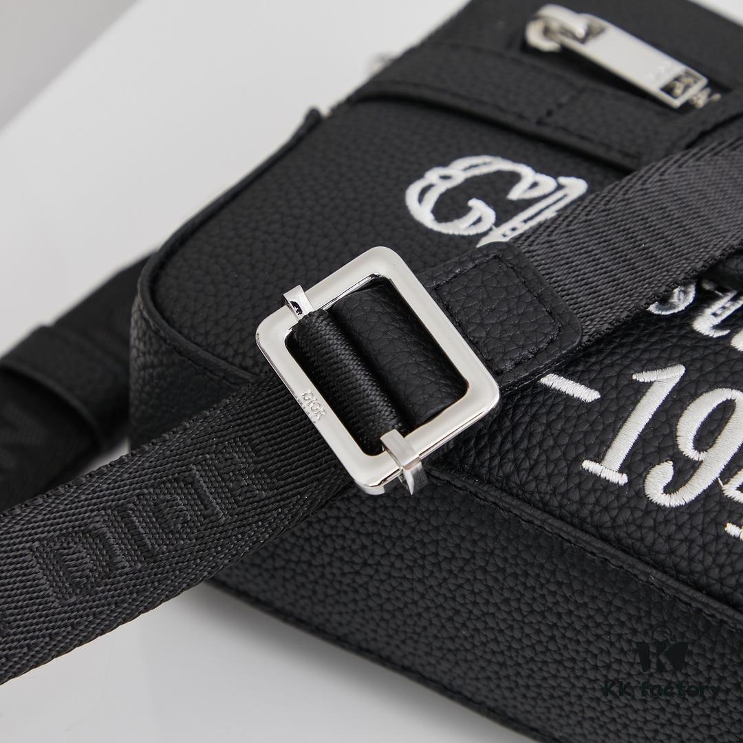 Dior Gray Camera-Grained Calfskin Messenger Bag | Safari Style | Compact Design with Detachable Strap