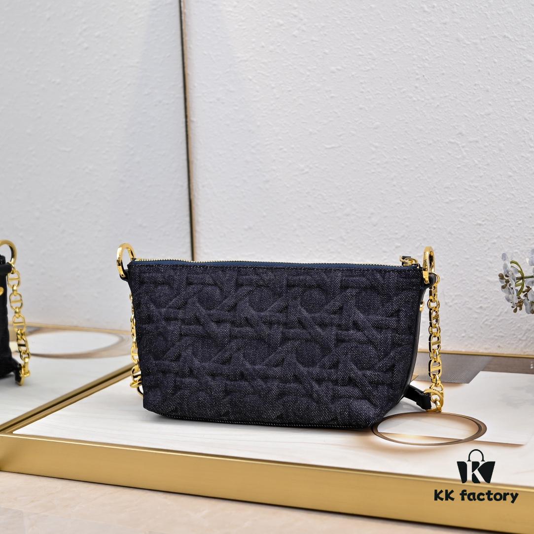 Embossed Diorstar Hobo Chain Bag