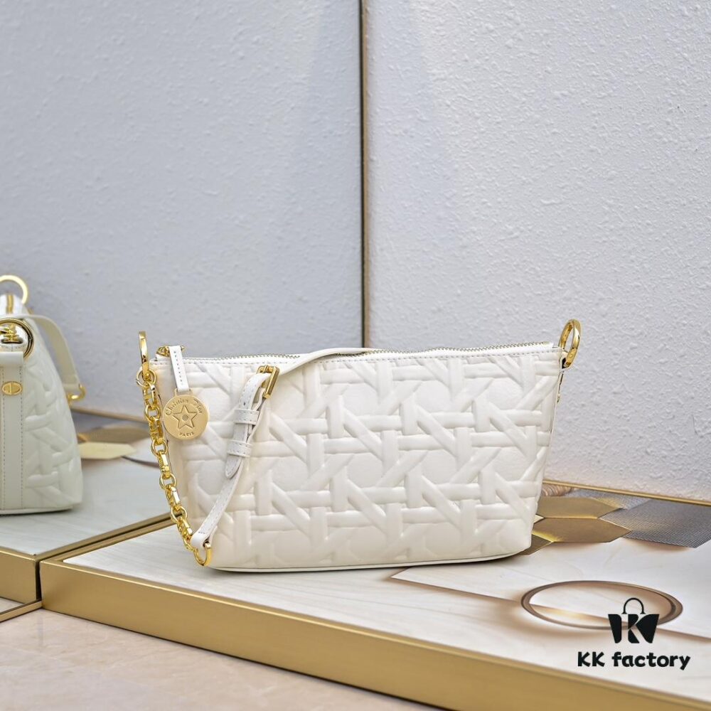 Embossed Diorstar Hobo Chain Bag