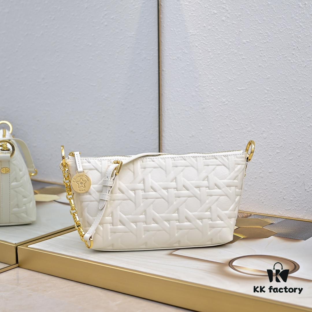 Embossed Diorstar Hobo Chain Bag