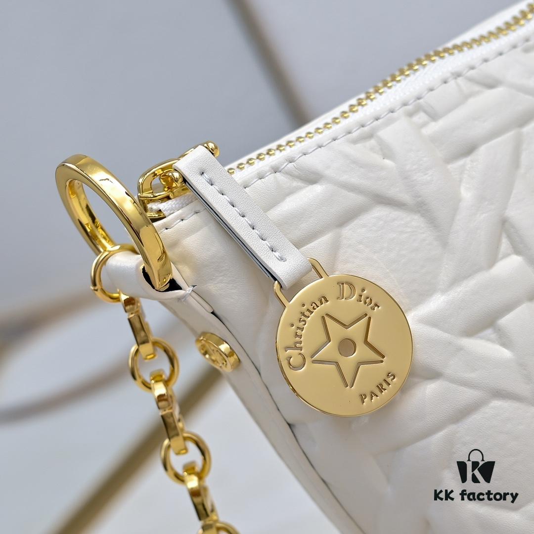 Embossed Diorstar Hobo Chain Bag