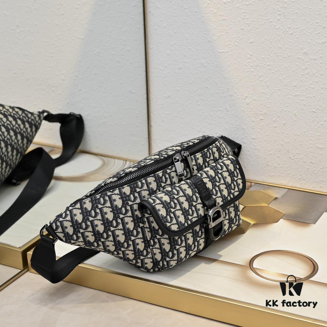 Top Original Dior Waist Bag – Black and Beige Oblique Print, 2025 Spring Collection