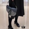 Large Size with Blue, Box Included Dior New Model Silver Buckle SADDLE Bag