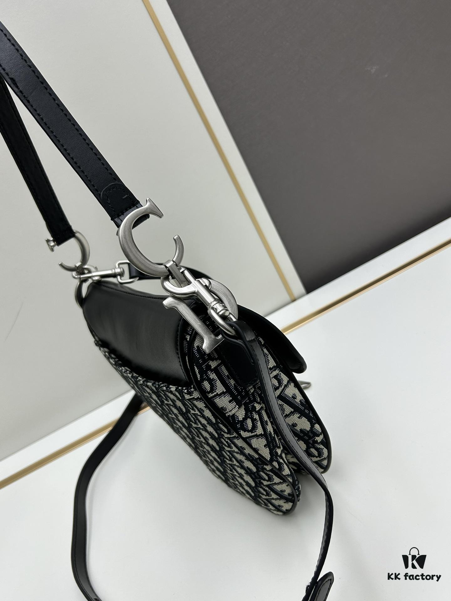 Large Size with Blue, Box Included Dior New Model Silver Buckle SADDLE Bag