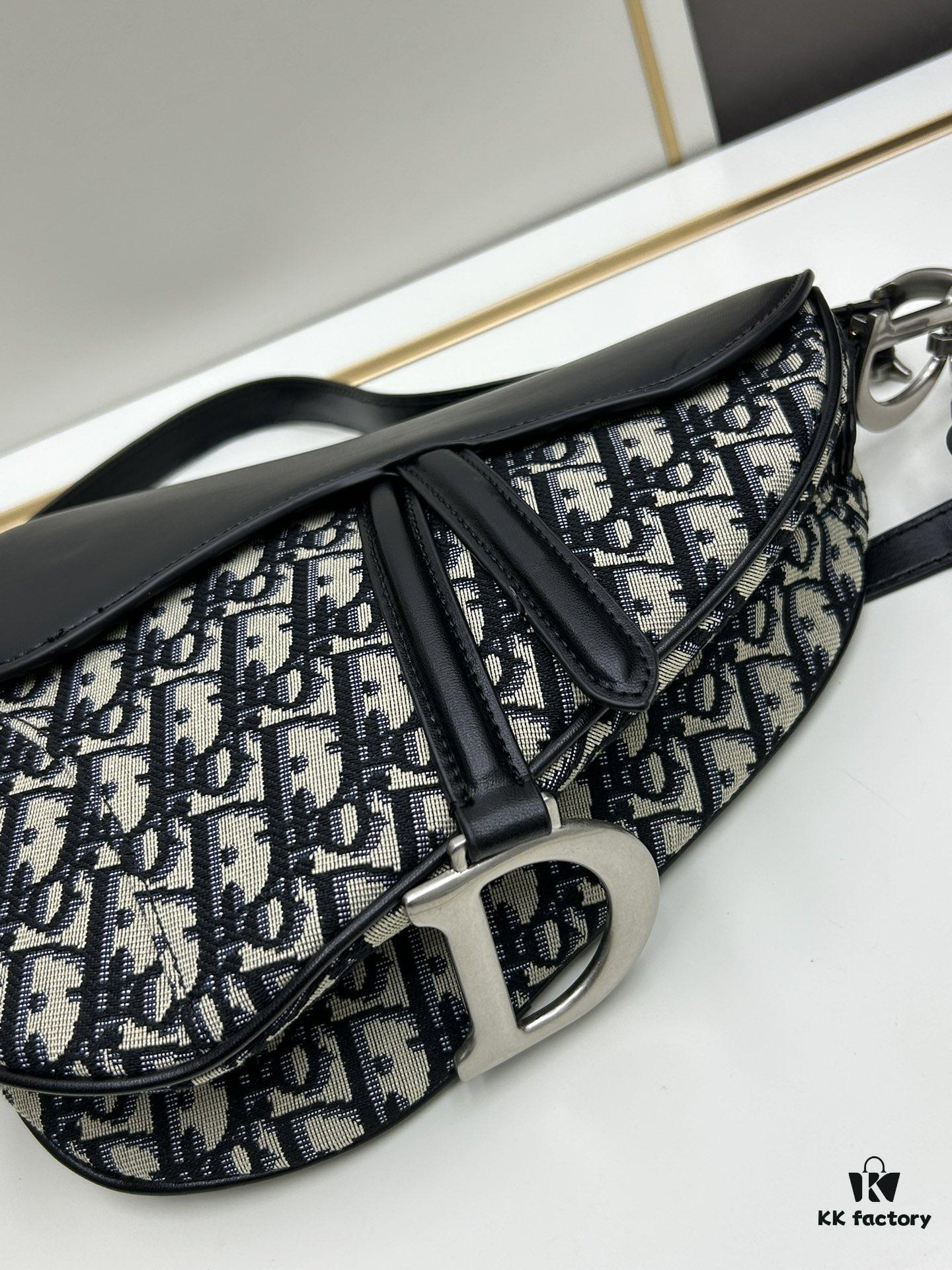 Large Size with Blue, Box Included Dior New Model Silver Buckle SADDLE Bag