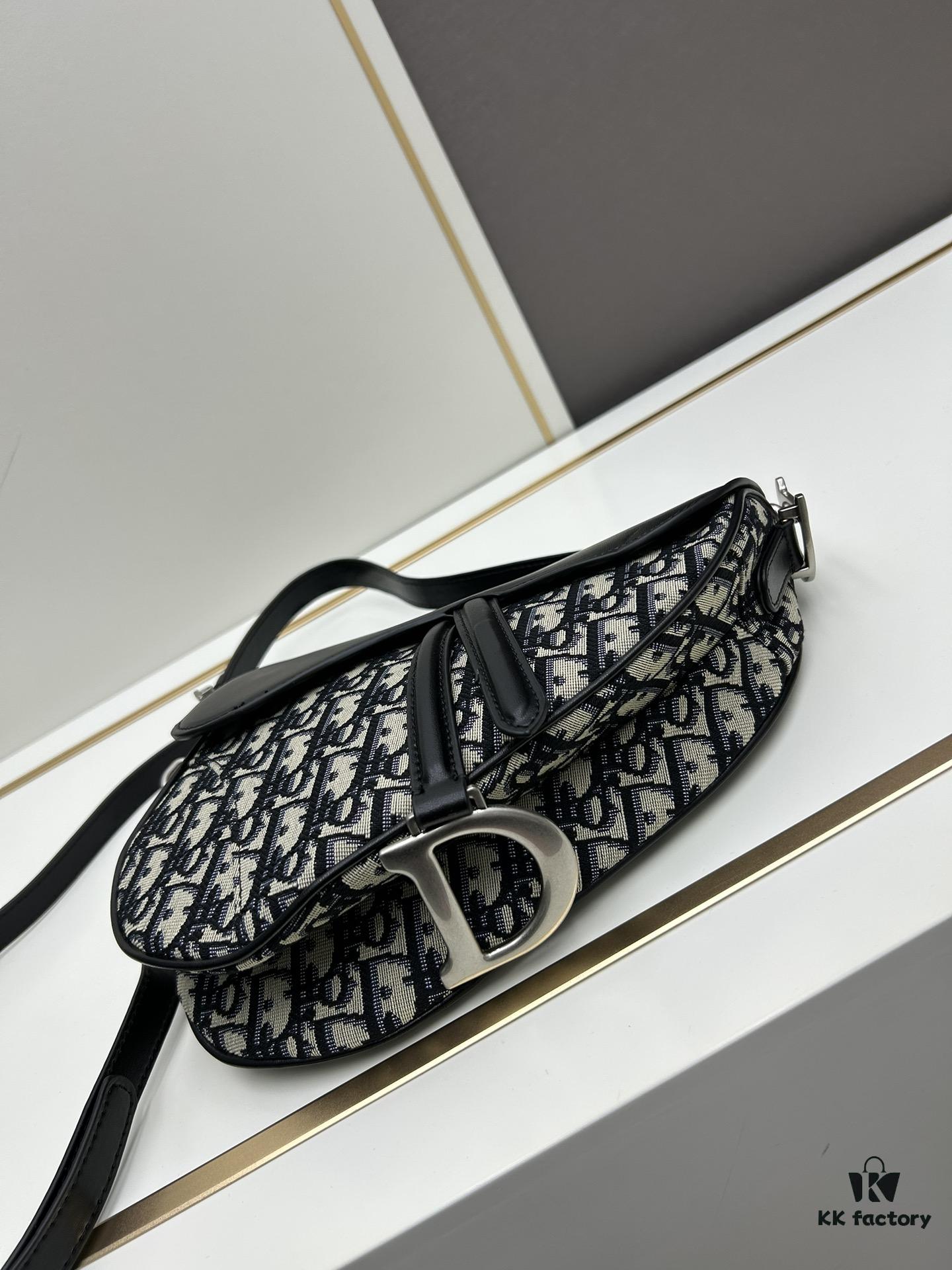 Large Size with Blue, Box Included Dior New Model Silver Buckle SADDLE Bag