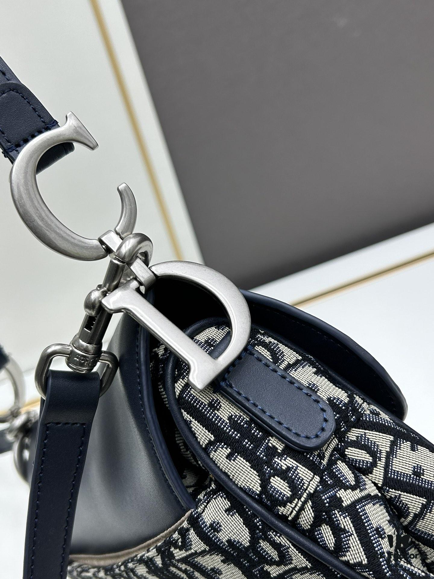 Large Size with Blue, Box Included Dior New Model Silver Buckle SADDLE Bag