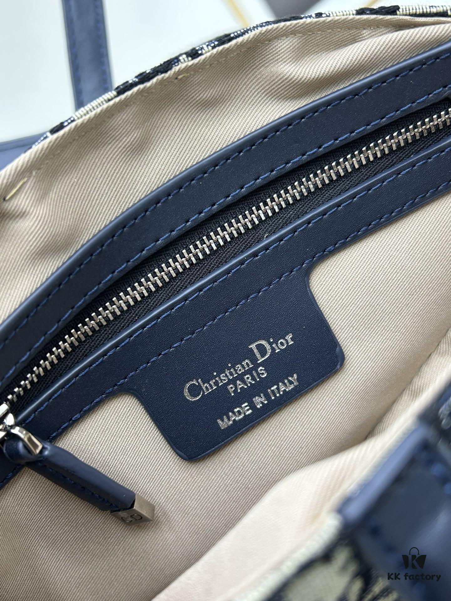 Large Size with Blue, Box Included Dior New Model Silver Buckle SADDLE Bag