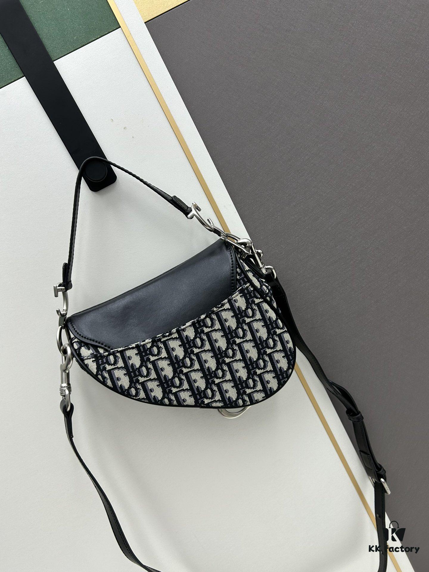 Small Size with Blue, Comes with Box Dior New Silver Buckle SADDLE Bag