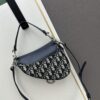 Small Blue Dior Saddle Bag with Box, New Model Silver Buckle