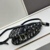 Small Blue Dior Saddle Bag with Box, New Model Silver Buckle