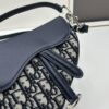 Small Blue Dior Saddle Bag with Box, New Model Silver Buckle
